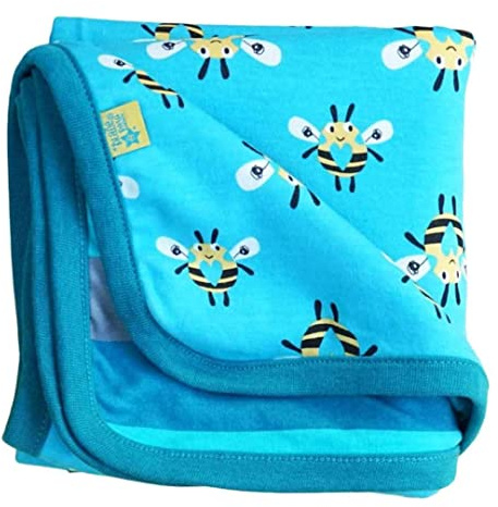 Blade & Rose | Blanket For Babies & Toddlers |95% Cotton | Teal/Yellow | Buzzy Bee Design