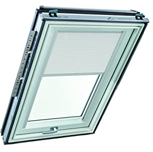 Roto Original Faltstore ZFA Faltrollo Dachfenster - Führungsschiene Silber - Beidseitig bedienbar - Plissee für Dachfenster Baureihe Q - Größe 078/098 | 07/09 - Stofffarbe Weiß
