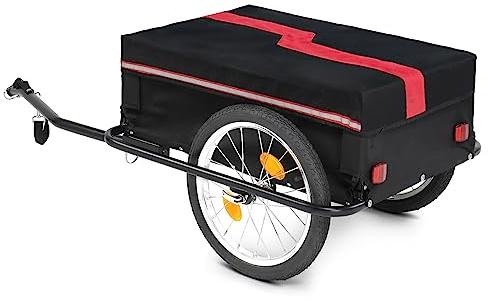 Ktaxon Bike Trailer Foldable Bicycle Trailer with Detached Cover, Quick Release Wheel, Anti-Rust Steel Frame and Universal Trailer Hitch, Bike Cargo Trailer for Moving Houses, Camping and Shopping