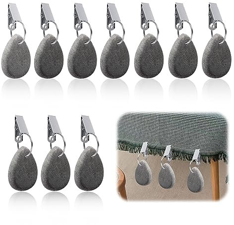 Zueyen 8 Stück Tischdeckenbeschwerer Naturstein Marmor Gewichte Tischdecke, Anhänger Stein Tischgewichte Kleiderbügel mit Clips,für Picknicks, Familie Party, Hochzeiten(Grau)