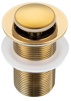 BALNEO Bouchon Évier Universel Click Cone Pop-Up Doré, Laiton, Antirouille, 4 Joints, Joint, Bonde, 61mm X G1 1/4, sans Trop-Plein, Click B