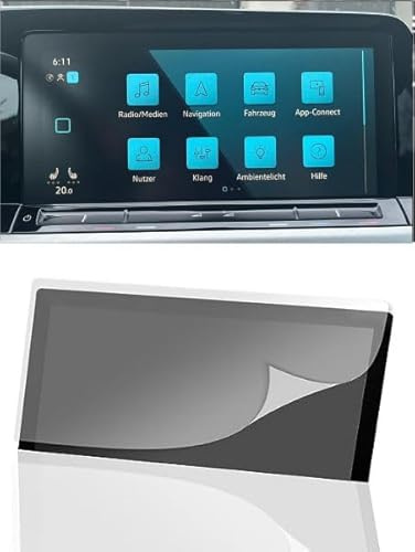 DISSKIN® Film de protection d'écran pour Volkswagen Discover Media & Pro Display – Auto-cicatrisant par la chaleur, mat, revêtement antibactérien, anti-traces de doigts (compatible avec VW Golf 8)