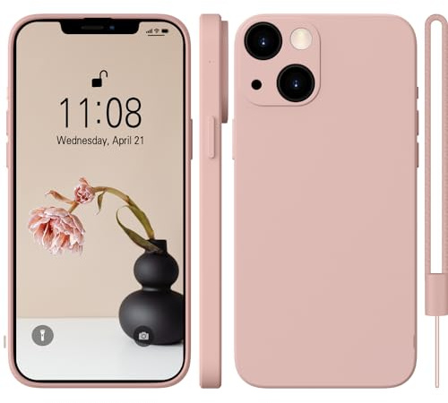 WXX iPhone 13 Hülle Silikon Case, Hanyhülle iPhone 13 Dünn Slim mit Microfiber, Kratzfeste Rundumschutz Case Hülle Matte Rosa