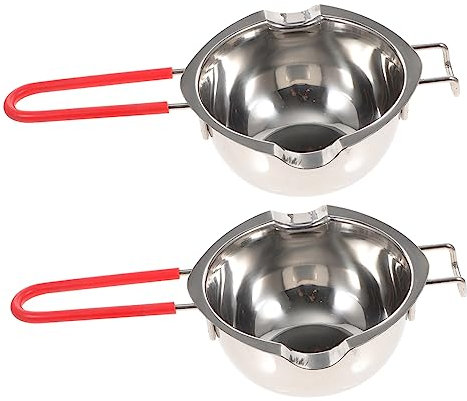 ABOOFAN Lot De 2 Marmites En Acier Inoxydable 400ml Poignée En Silicone, Pot De Fusion Du Beurre Et Creuset Fondre Fromage, Ustensiles Résistants à La Chaleur Cuisine Maison
