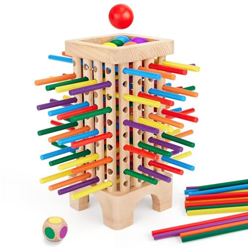 Gioco Montessori Giochi da tavolo in legno, 42 bastoncini di legno colorati, giocattoli educativi per matematica, per 3, 4, 5, 6 anni, abilità motorie e conteggio, gioco da viaggio per famiglie per