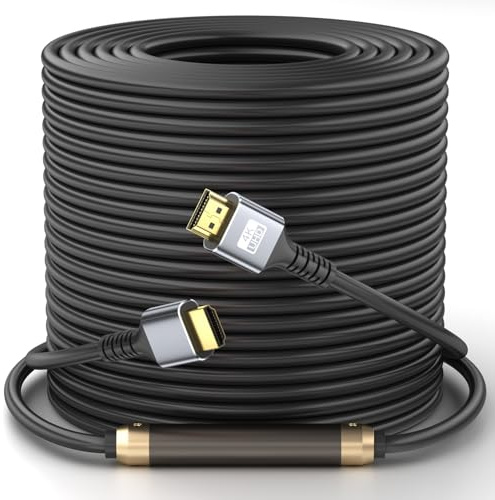 looyotul 4K Câble HDMI 30M Haute Vitesse HDMI 2.0 Câble 4K@60Hz 18gbps Plaqué or Connecteur 3D ARC Câble HDMI Ethernet Pour Moniteur HDTV Ordinateur Portable Roku TV Xbox PS4 PS5(Argent)
