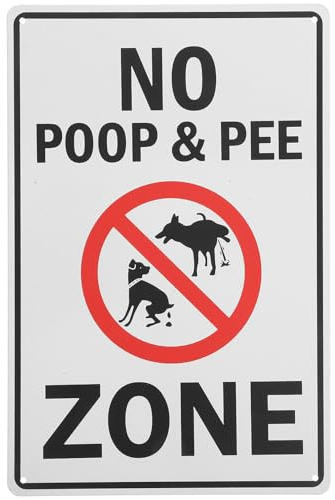 OUNONA Schild mit Aufschrift No Dog Poop Pee, No Pooping Cat, schwarzes Hofschild, Gusseisen, Aufschrift Don't Poo Hof, Hinweisschild für Außenbereich, Rasen, Garten