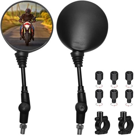 Set di specchietti retrovisori universali per moto, con filettatura destra M8 M10, filettatura sinistra, morsetto per manubrio, specchietto retrovisore per ATV/scooter, cruiser/scooter,