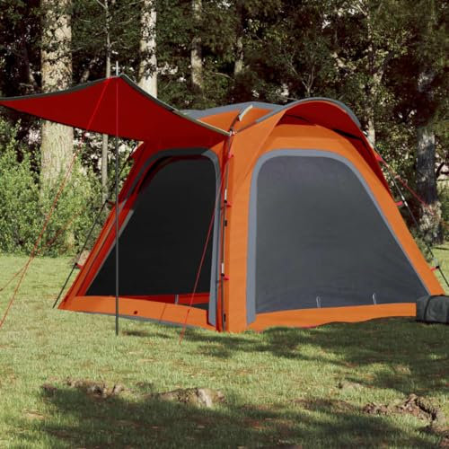 Annlera Zelt Grau und Orange Kuppelzelte inkl. Vordach & Boden Campingzelt 4 Personen Großes Zelt Campingzelt Wasserdicht Zelt für Familien 240x221x160 cm