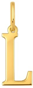 Rodium – Buchstabenanhänger L aus 585er Gelbgold – 14-Karat-Initialen-Anhänger für Halskette oder Armband – Geschenk für Frauen – hergestellt in Italien