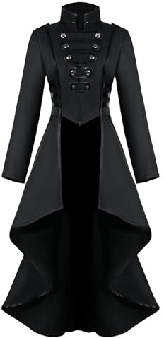 MVFEUIJ Giacca da donna Steampunk, Frac gotico, Cappotti vittoriani da palazzo vintage per donna, Costume di Halloween, Carnevale, Festa, Abbigliamento Cosplay (Nero, L)