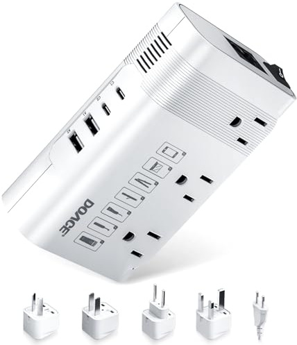 DOACE Convertidor de voltaje de 220 V a 110 V para viajes europeos: convertidor de voltaje de onda sinusoidal pura de 500 W a EE. UU. a Europa - Adaptador de corriente internacional de 220 a 110 W,