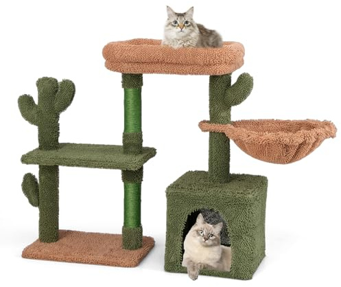 COSTWAY Albero per Gatti Moderno a Forma di Cactus con Amaca
