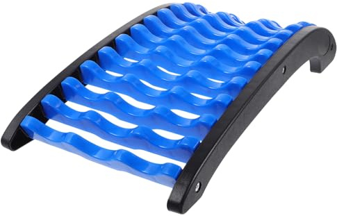 Lendenwirbelstütze Rückenstrecker für Entspannung und Haltungsverbesserung | Ergonomische Bogenform, Tragbares Kunststoffmodell, 55, 7x25, 2x10cm, Blau