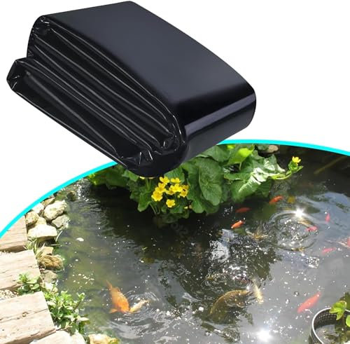Schwarze UV-beständige vorgeformte Teichfolie, 5 x 14 m, einfaches Schneiden, ideal für Springbrunnen, Wasserfall, Koiteiche, langlebige Teichfolie für Wassergärten