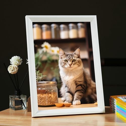 Whoiy Bilderrahmen Weiß 13x18 MDF Holz Modern, Fotorahmen Kleines Horizontal & Vertikal zum Aufhängen & Aufstellen, Hochzeit Weihnachten Geburtstag Geschenk