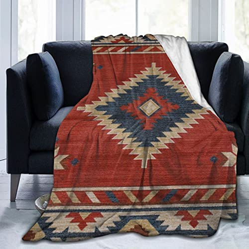 Qucarder Southwestern Native American Design Throw Blanket Lightweight Cozy Flannel Blanket for Bedroom Living Rooms Couch Sofa Home Decor 40x50 Inch