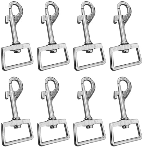 8-Pack Swivel Snap Hooks, 66mm Zinc Alloy Silver Trigger Clips | An 8-pack of 66mm swivel snap hooks in silver zinc alloy, with 360 rotation and spring triggers for leashes, bags and crafts.