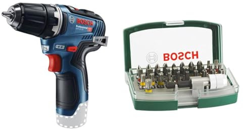 Bosch Professional 12V System GSR 12V-35 Cordless Drill Driver (Without Battery/Charger) + 32pc. Screwdriver Bit Set (PH-, PZ-, Hex-, T-, TH-, S-Bit, Accessories Drill and Screwdriver)