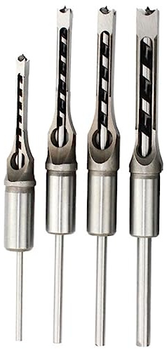 ORFOFE 4 pezzi Punte Trapano Quadrate per Lavorazione in Acciaio Resistenti e Durevoli Kit Utensili per Intaglio e Scasso per Falegnami e Progetti Incisione