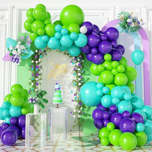 Fesnova Grün Lila Blaugrünes Ballonbogen Set, Luftballon Girlande Grüns Lila, Grün Luftballons Geburtstag für Geburtstagsdeko, Hochzeit, Jahrestag Partydekorationen