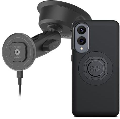 Quad Lock Heavy Duty Suction Car Phone Mount with MAG Phone Case and MAG Wireless Charging Head for Galaxy S25 Edge