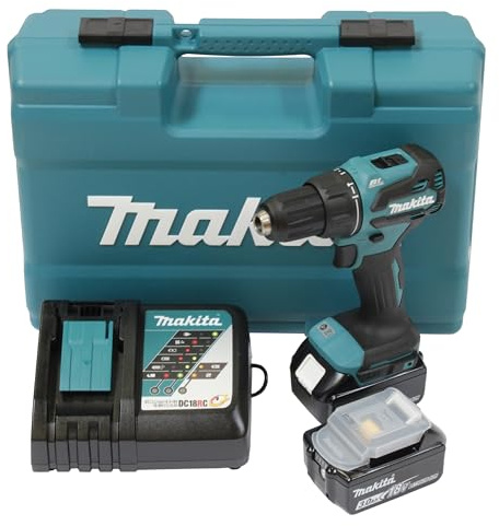 Makita DHP490RFX3 Akku-Schlagbohrschrauber 18V / 3,0 Ah, 2 Akkus + Ladegerät im Koffer + 74-tlg. Zubehör-Set