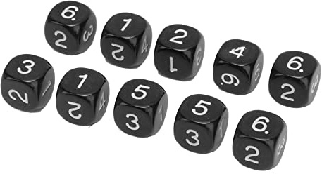 Tangxi Dadi Numerici a 6 Facce da 16 Mm per Giochi Didattici e da Tavolo, Set di Dadi Poliedrici Portatili da 20 Pezzi per Uso Educativo (BLACK)