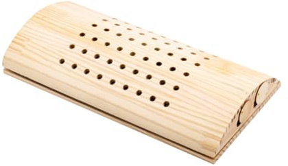 HEALEEP Ergonomic Wooden Moxibustion Lumbar Pillow Lightweight Back Support Cushion for Lumbar Muscle Relief and Massage Therapy Smooth Surface Preventing Skin Irritation Single Design for