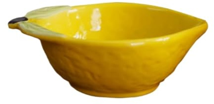 Salsiera in porcellana, Salsiera a forma di limone in porcellana gialla 12,5x9x4cm