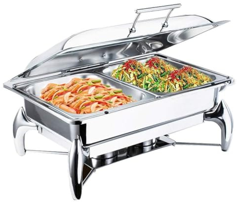 Scaldavivande, vassoio per buffet, scaldavivande, vassoio per buffet e vassoio riscaldante, piastre calde per mantenere il cibo caldo, dimensioni standard con inserti da 1/3 (colore: dimensioni stan