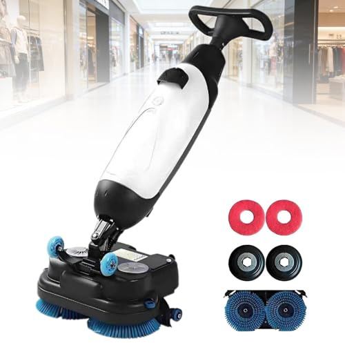 Azcabjie Lavasciuga Pavimenti Professionale 17,Lavapavimenti Elettrica Leggera,Doppie Spazzole Rotanti, Copertura 1200 M²/H,Batteria al Litio Senza Fili per Legno e Piastrelle Beige