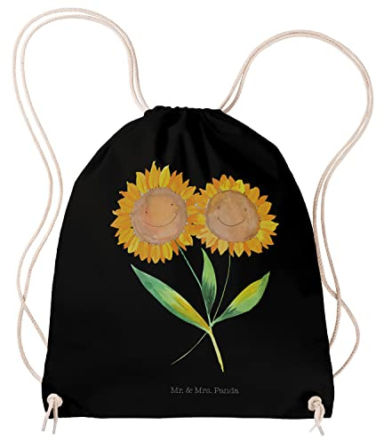 Mr. & Mrs. Panda Jutebeutel Blume Sonnenblume - Geschenk, wander rucksack, Kleiner, Garten, Stoffbeutel, Zusammen, Best Friends, Beste Freundin, Beutel, Sportbeutel, Sonnenblumen