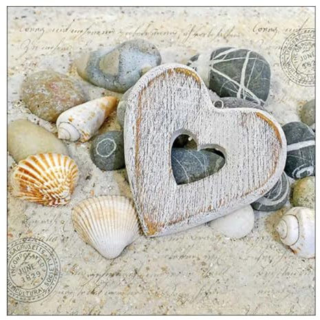 Ambiente Servietten Motiv: Hearts and Stones - Herz + Steine, 33x33cm, 20 Stück Packung