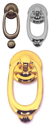 Massiver Oval-Türklopfer-Messing Klopfer-Mit Diebstahlsicherung-3 Farben sind lieferbar -170 x 85 mm (Nr. 473-3 Messing Mattchrom (wie Edelstahl))