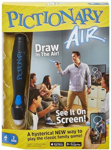 Mattel Games GGC71 - Pictionary Air Zeichenspiel, Familienspiel mit Lichtstift und Begriffskarten, zum Verbinden mit dem Smartphone oder Tablet, für Spieler ab 8 Jahren (englische Version)