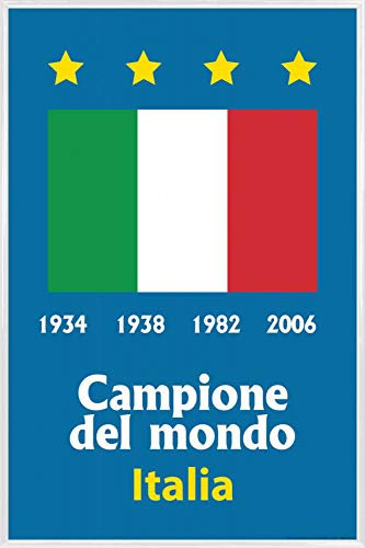 1art1 Football Affiche Murale et Cadre (Plastique) - L'Italie Championne du Monde 1934 1938 1982 2006 (91 x 61cm)