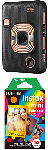 instax 16631801 mini LiPlay, Elegant Black & Rainbow Mini Film, 10 Shot Pack