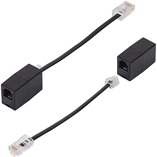 SHONCO 2Pack RJ11 to RJ45 Adapter, Phone Line RJ-11 Female (6P4C) to Ethernet Lines RJ-45 Male (8P8C) Adapter, RJ11 Telephone Wire to RJ45 Network Cables-Black+Black