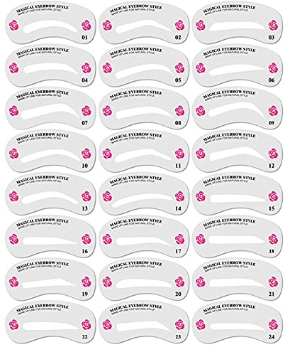 Nicejoy Eyebrow Stencils Kit Brow Stamp Shaping Grooming Templat Styling Guide Beauty Tool 24pcs, White