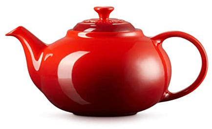 Le Creuset Klassische Teekanne aus Steinzeug, 1,3 Liter, für 3–4 Tassen, Kirschrot, 80702130600003