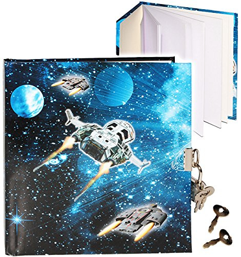 alles-meine.de GmbH Notizbuch/Tagebuch/Poesiealbum - mit Schloss - Weltraum - Space - Raumschiff - 2 Schlüssel - Dickes Buch gebunden - 96 Seiten - für Geheimnisse Reiset..