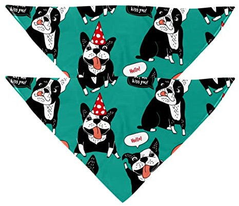 Hundehalstuch, Motiv: Französische Bulldogge, Mädchen, Jungen, Haustier-Lätzchen, Halstuch, waschbar, Zubehör für kleine, mittelgroße und große Hunde, Welpen, Katzen, Haustiere, 2 Stück