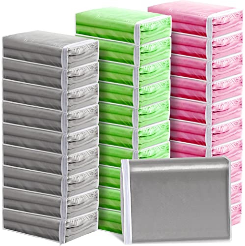 Riakrum 30 Pack Clear Zippered Storage Bags, 15x11x4 inches, Vinyl Plastic Sweater Sheet Organizers Storage Bags, PVC, for Clothes, Sheet, Blankets, Fabrics Organizers (White)