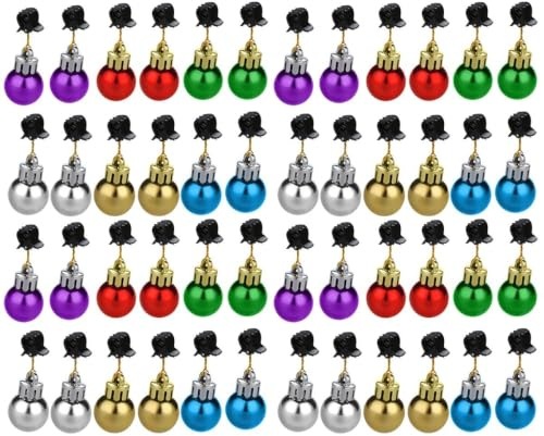 Amosfun 48 Stück Weihnachtskugeln Weihnachtsklemmen Geschenk Farbe Bart Lichter Anhänger Urlaub Gesichtskugel Für Anhänger Clips Weihnachtsmann Licht Dekorationen Up Ball Neue