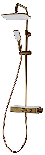Triton Showers Push Button Mixer | Brushed Brass | Triton | Thermostatic Mixer Shower | Rainfall Shower Head | Mixer Shower for Bathroom | Shower Diverter | Home Improvement