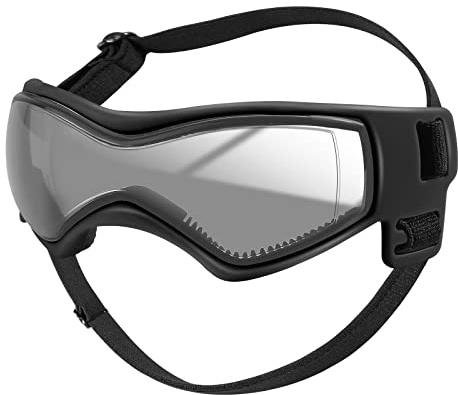 QUMY Dog Goggles UV Protection for Small to Medium Breed, Dog Sunglasses Windproof Anti-Fog Dustproof Snowproof, Puppy Glasses for Outdoor Riding Driving with Comfortable Frame Adjustable Straps
