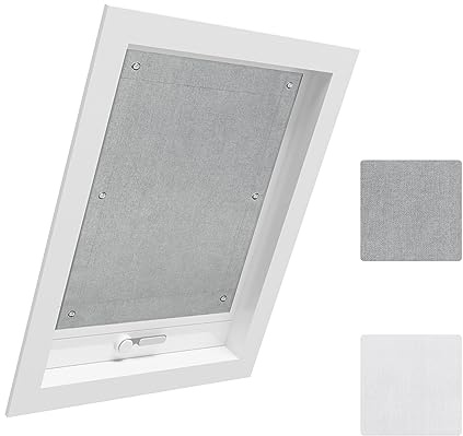 WOLTU Persiana Enrollable Ventana de Techo sin Taladrar, Cortina de Oscurecimiento Opaca, Protección Solar, Protección térmica, Gris 96x93 cm