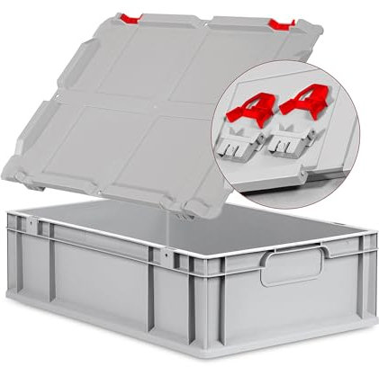 goodsforbusiness Eurobox NextGen Economy 60x40x17cm, Verschlüsse Rot