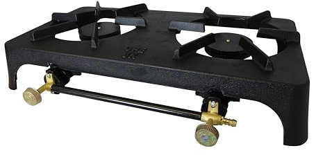 Double Cast Iron Lpg Propane or Butane Boiling Twin 2 Gas Ring Outdoor Bbq Stove